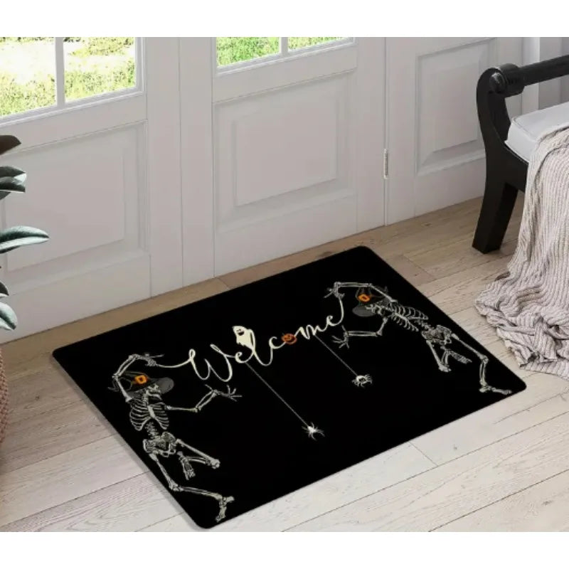 Funny Halloween Skull Doormat – Outdoor Welcome Mat, Spooky Halloween Rug & Door Decoration