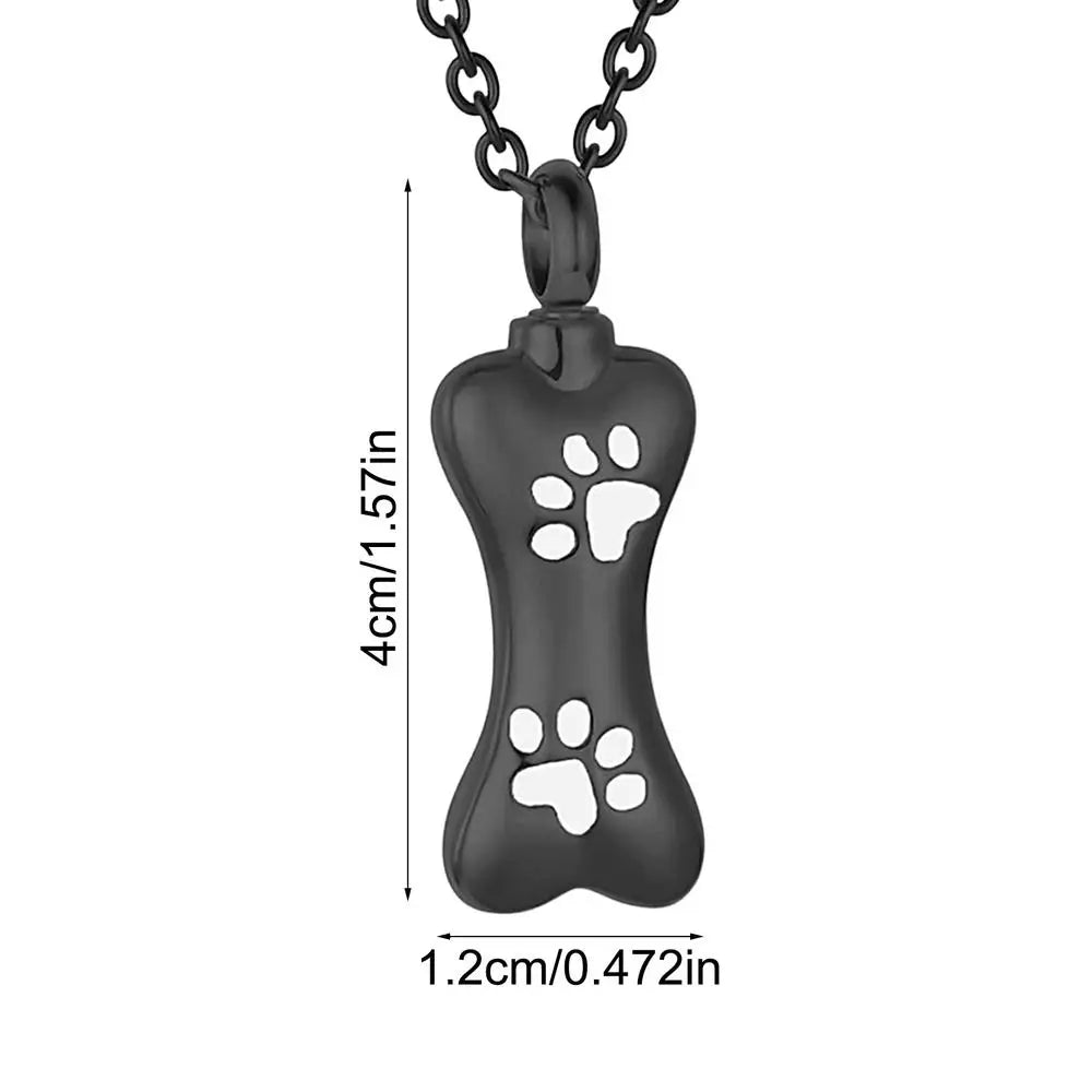 Stainless Steel Pet Cremation Jewelry – Dog Paw Print Urn Necklace Ash Holder Memorial Pendant for Women & Men