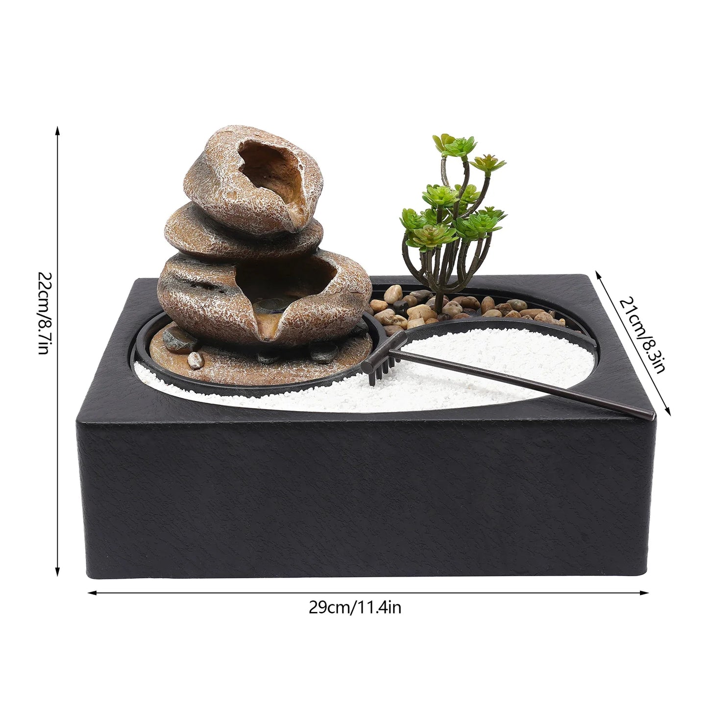 Decorative Tabletop Water Fountain with LED Light – Resin Tree Design with Quiet Pump for Home or Office Décor