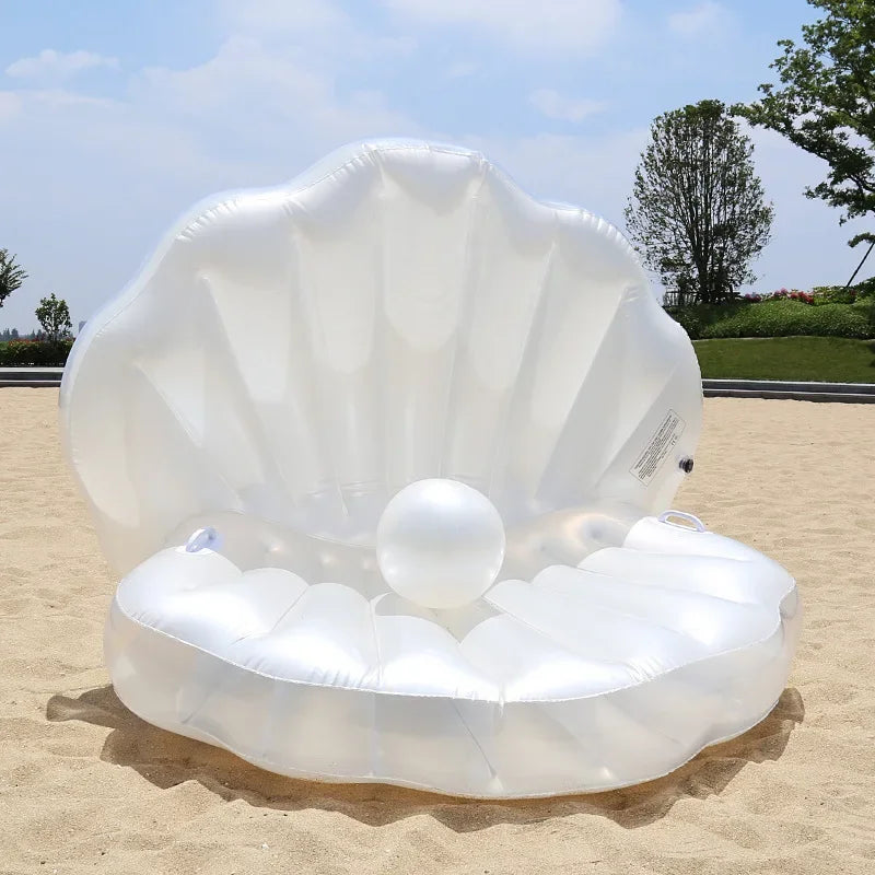 Giant Inflatable Seashell Pool Float with Pearl Ball – Luxury Lounge Chair & Bed for Summer Pool, Beach, and Party Fun