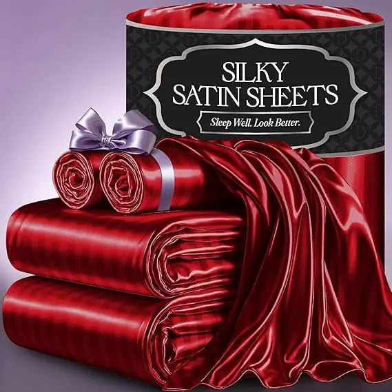 Satin Bed Sheets – 4-Piece Luxury Silky King Size Bedding Set, Softer Than Silk, Wrinkle-Free with 15” Deep Pocket Fitted Sheet