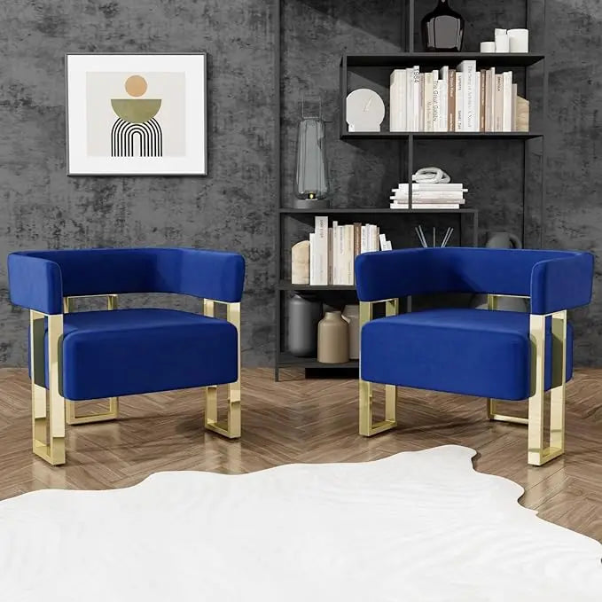 Modern Black and Gold Accent Bucket Chair Set of 2