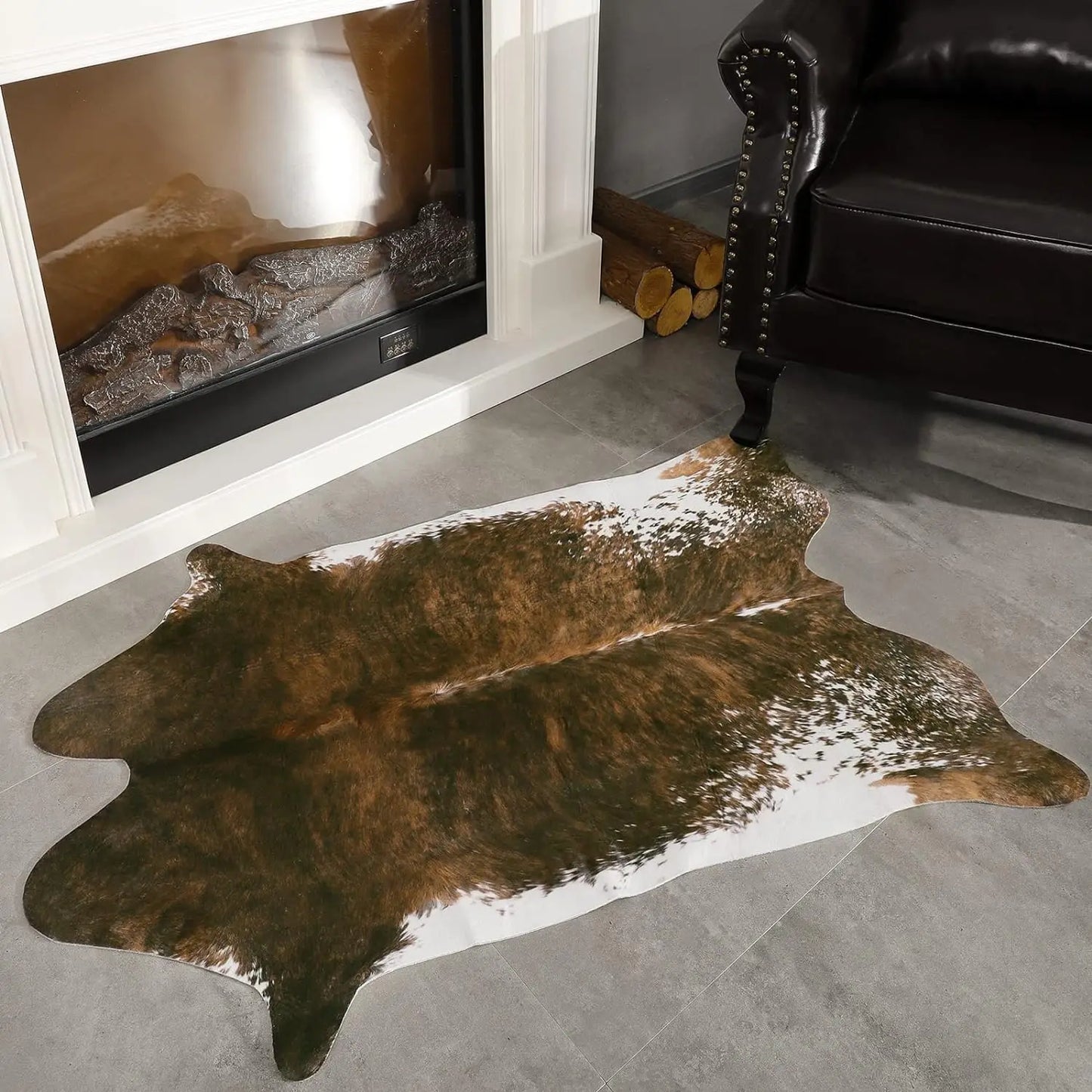 American style Animal Print Rug faux fur cowhide rug / carpet