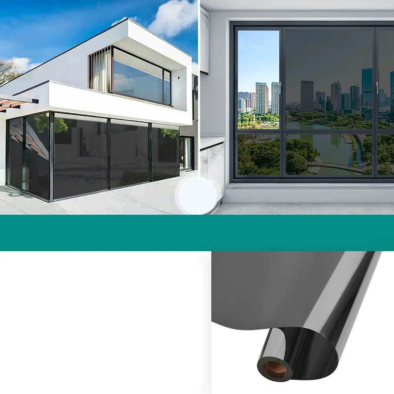 Household One-Way Mirror Window Film – Insulated Privacy & Sun Protection Glass Sticker for Home, Office, Balcony