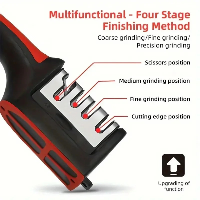 3-Segment Knife Sharpener – Stainless Steel Kitchen Sharpener with Three-Stage Sharpening Stone for All Kitchen Knives & Tools
