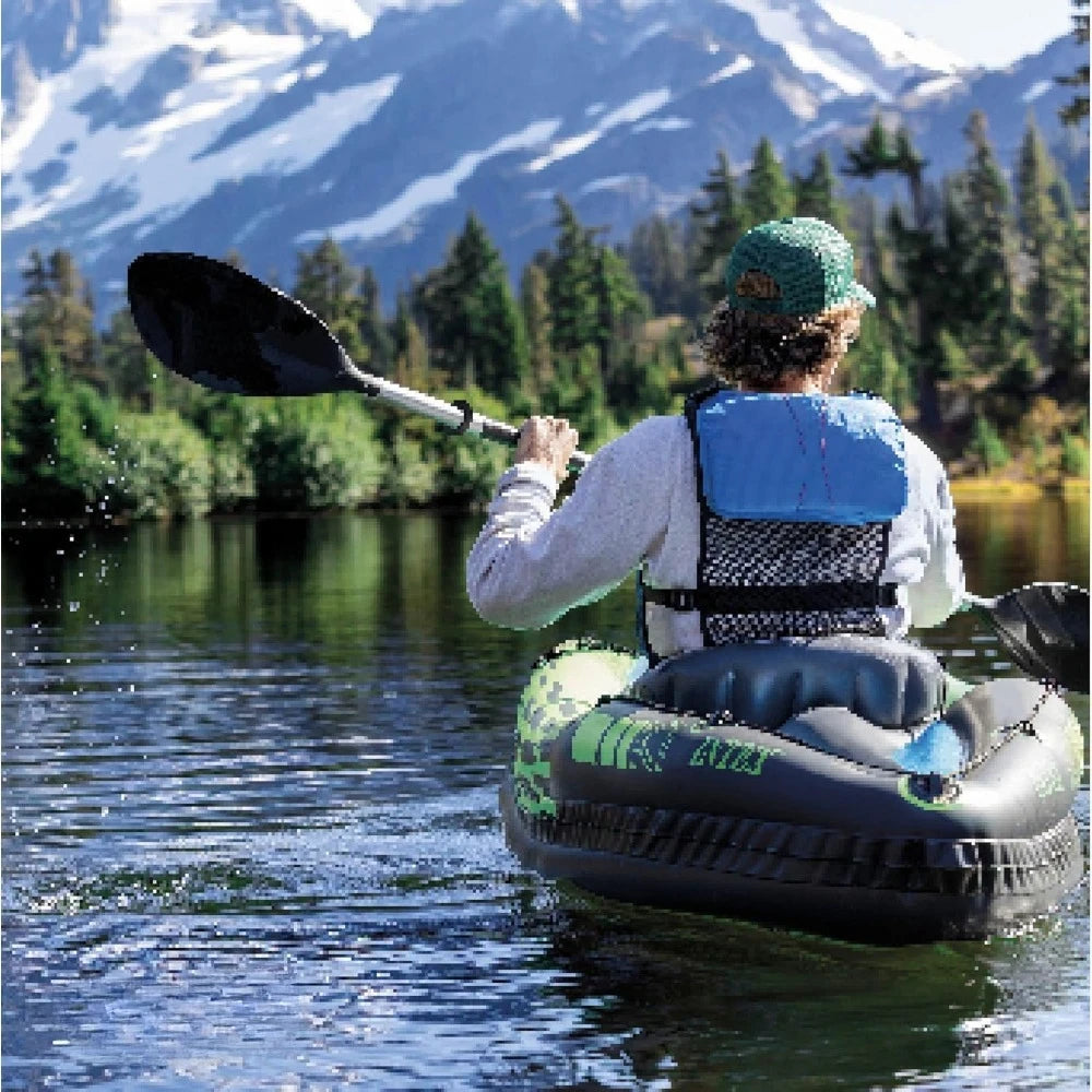 Challenger Series Inflatable Kayak – Durable 1 or 2 Person Kayak with 86" Paddle, Adjustable Seat & High-Output Pump – Heavy-Duty SuperStrong PVC Construction