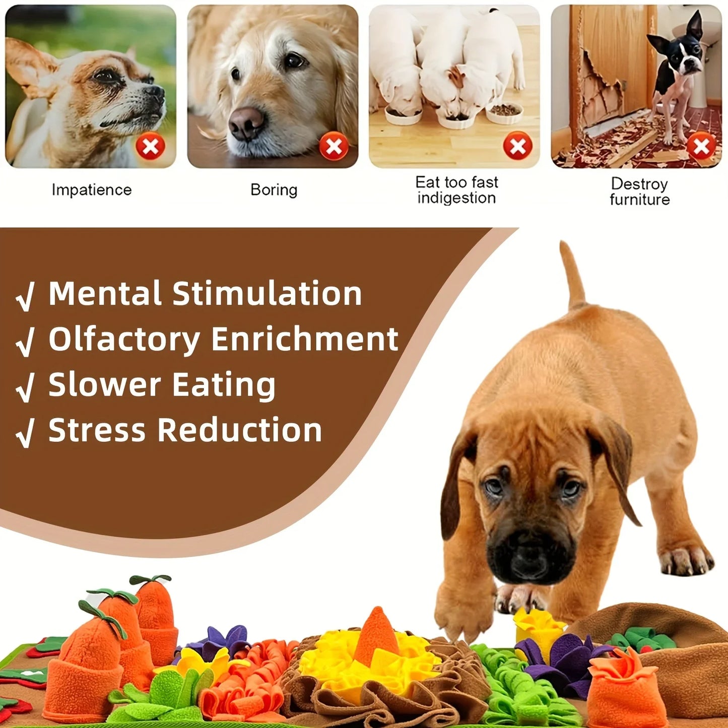 Pet Snuffle Mat for Dogs – Interactive Nosework Feeding Mat & Puzzle Toy for Training, Slow Feeding & Stress Relief