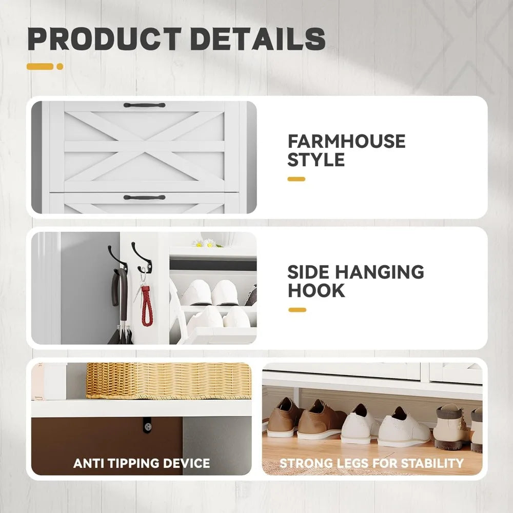 Shoe Storage Cabinet with Flip Drawers
