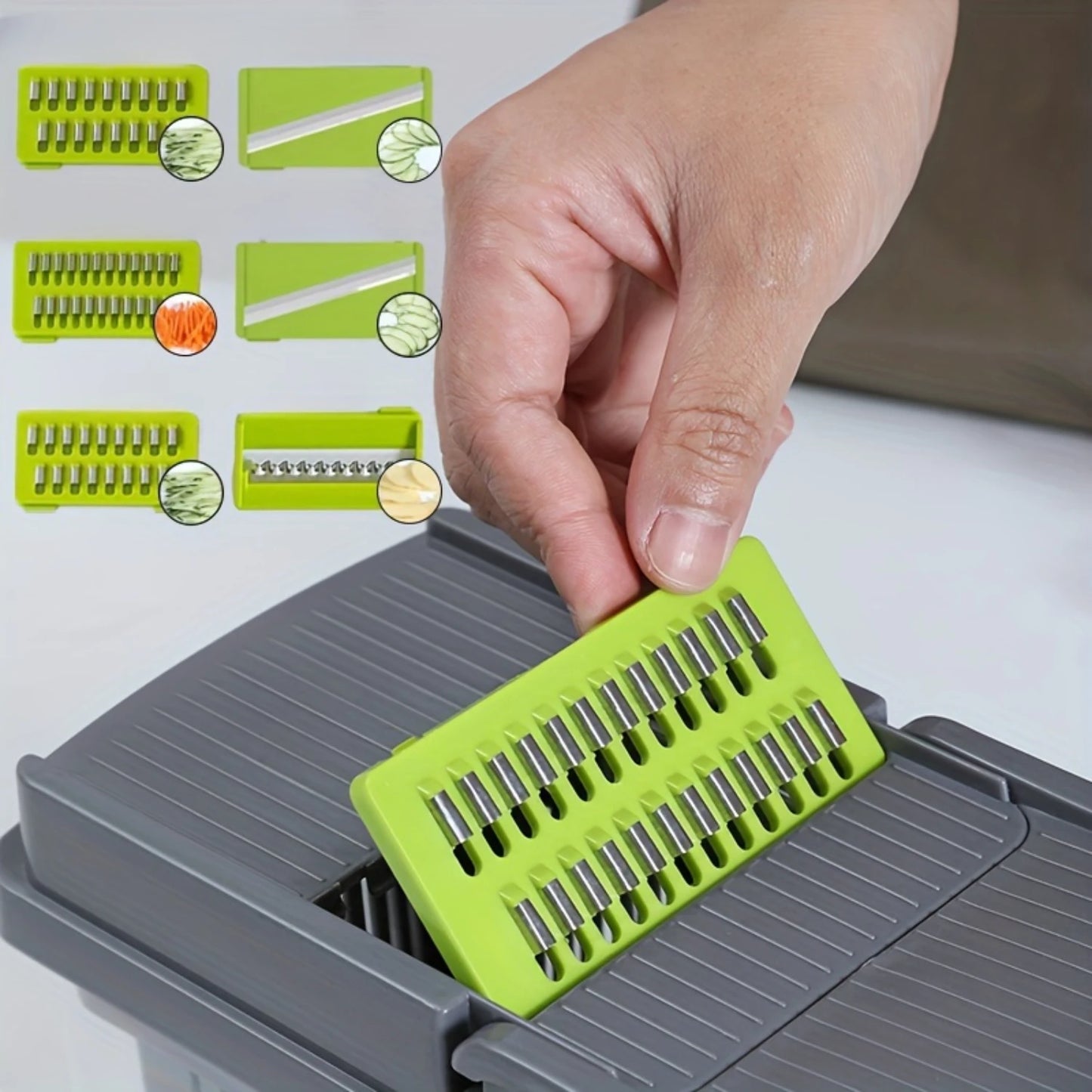 Multifunctional Vegetable Chopper & Fruit Slicer Set – Manual Food Cutter with Container, Efficient Onion Mincer & Potato Slicer