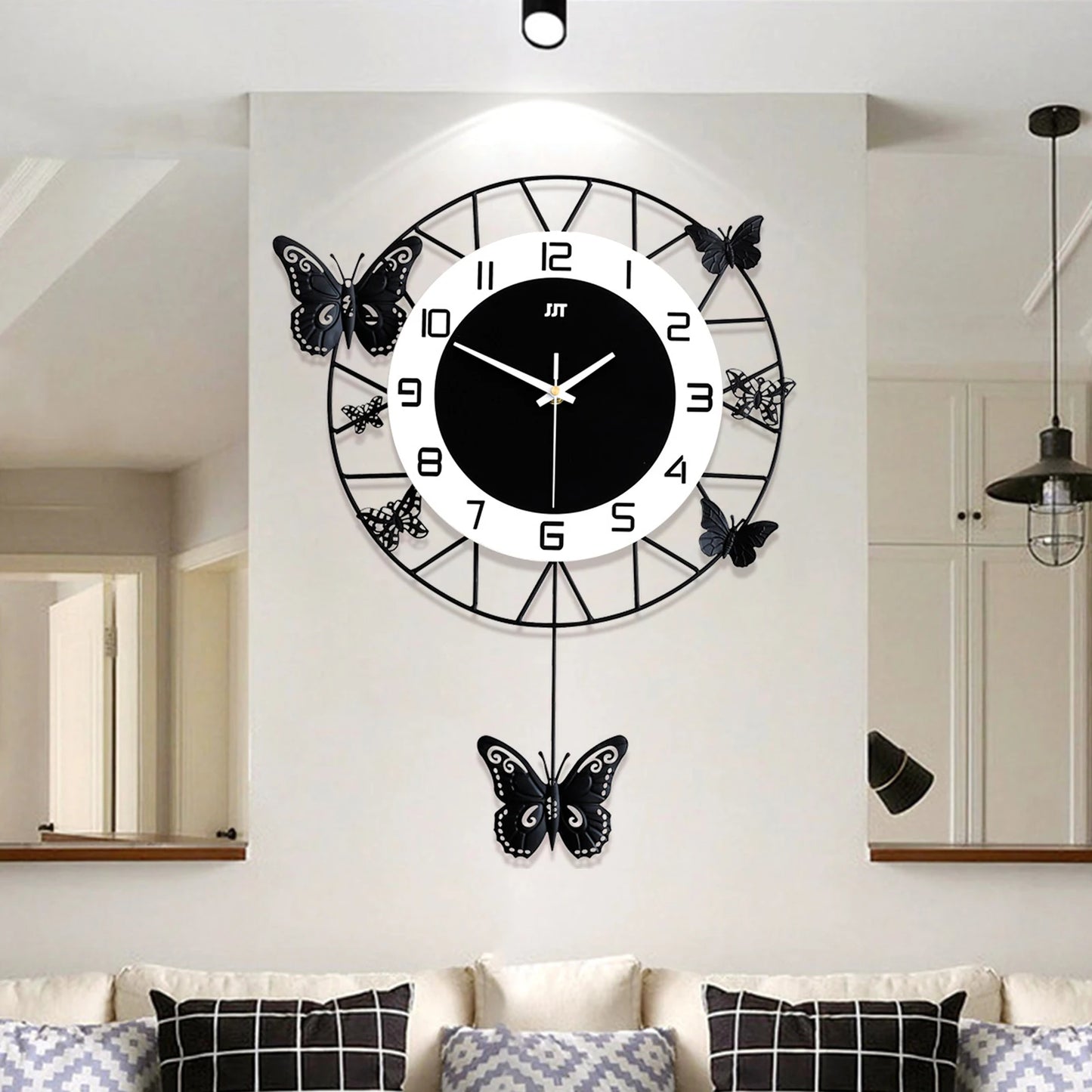 20inch Large Round Butterfly Wall-mounted Iron Clock