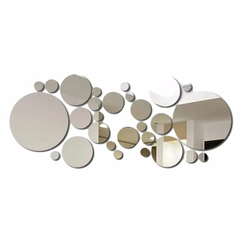 26pcs Round Acrylic Mirror Self-Adhesive Removable  Wall Decor / Stickers