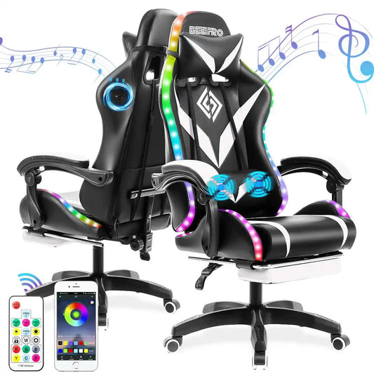 135 Degrees Gaming Chair Recliner With Bluetooth Speaker and Ergonomic Swivel 2 Point Massage