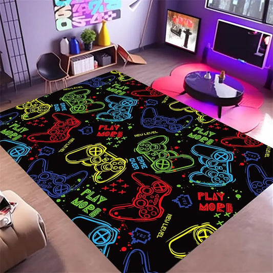 Gaming Rug for Game Room – 5' x 7' Non-Slip Cool Colorful Gamer Rugs, 3D Printed Carpet for Living Room & Bedroom Decor