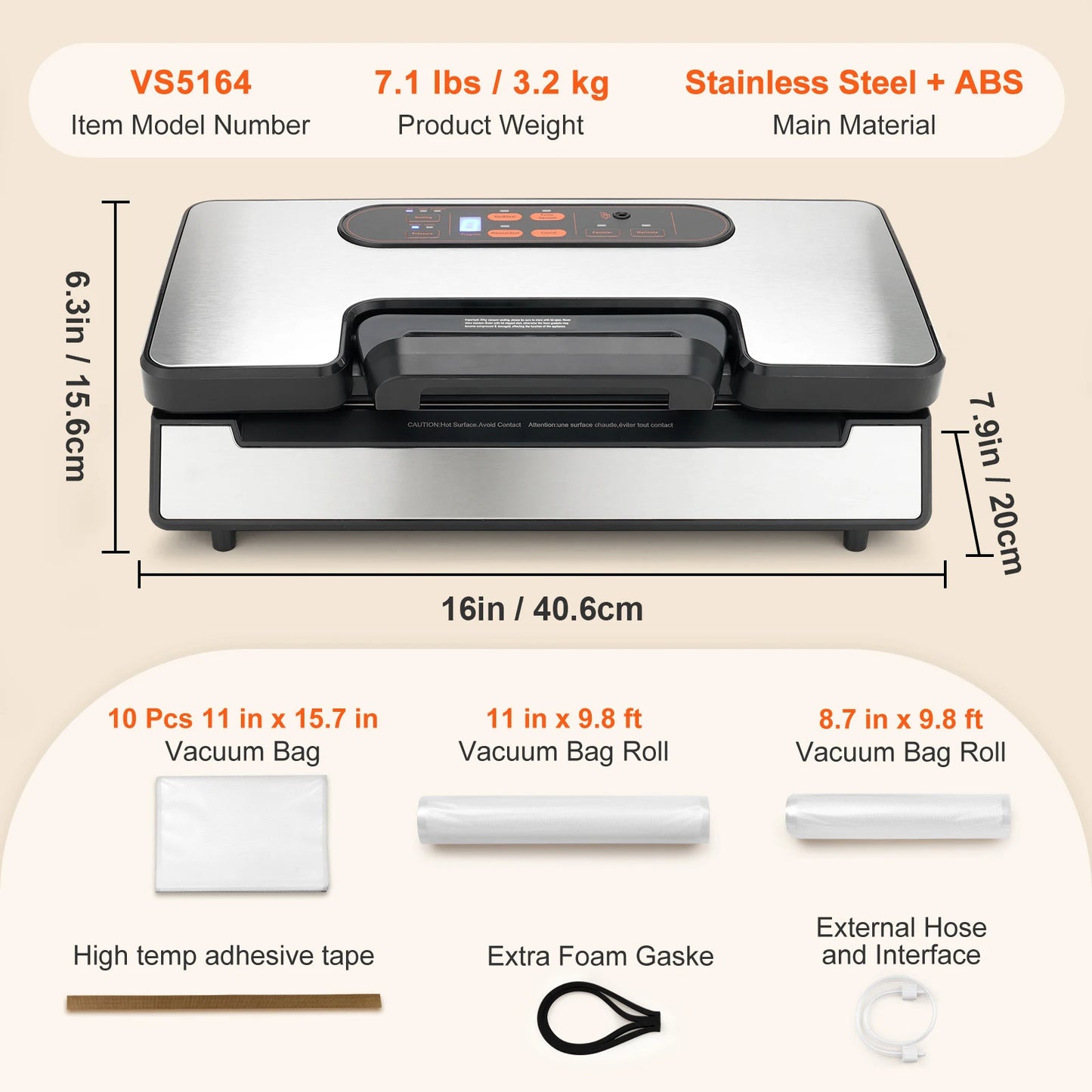 SucceBuy 90Kpa 130W Vacuum Sealer Machine – Food Packaging System with 10 Free Vacuum Bags – Household Kitchen Food Preservation & Storage