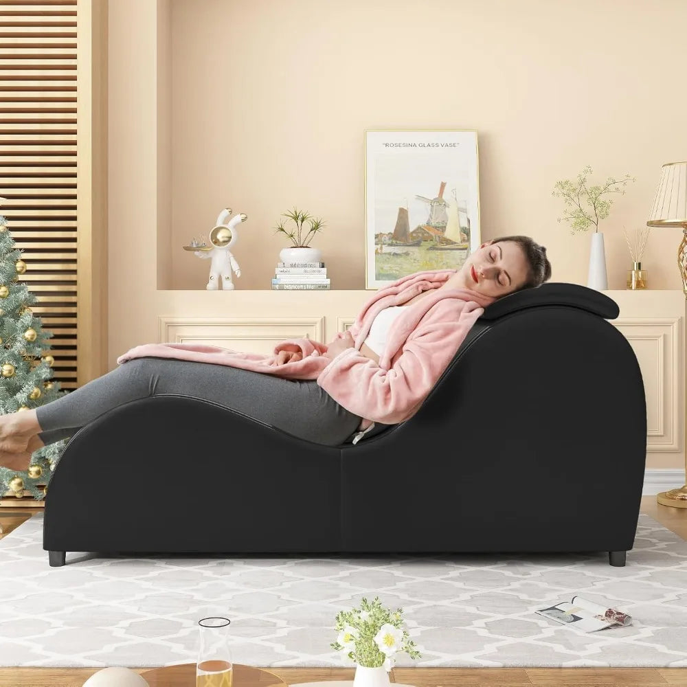 60" Yoga Chair, Curved Yoga Chaise Lounge for Adults Stretching, Relaxing and Exercising, Indoor Yoga Sofa Lounge Chair