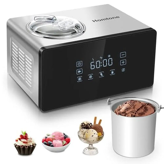 Automatic Ice Cream Maker with Compressor – 1.6 Quart Soft Serve & Gelato Machine, Touch LCD, 4 Modes, Adjustable Hardness & Speed