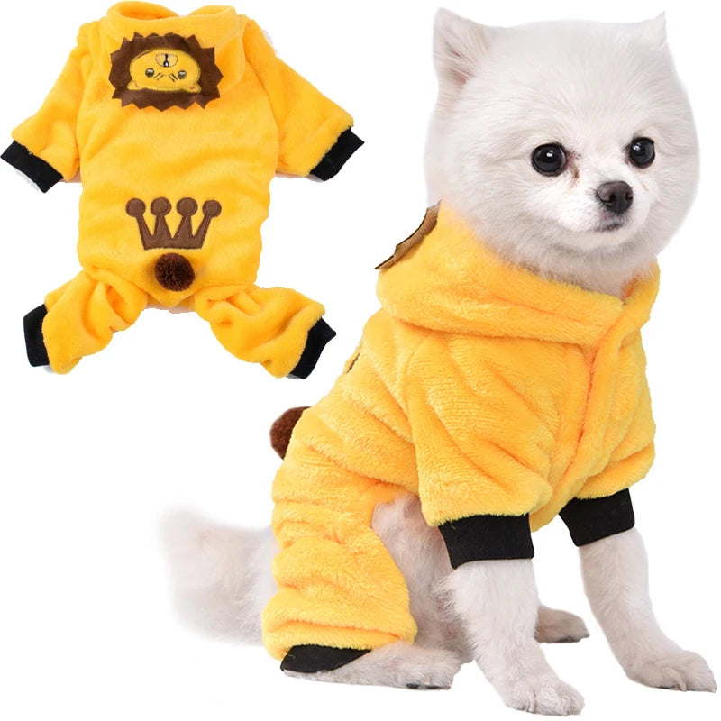 Soft Fleece Dog Jumpsuit – Warm Pet Hoodie for Small Dogs & Cats (Chihuahua, Yorkie, Puppy)
