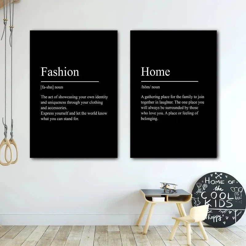 Black Minimalist Inspirational Phrases Poster – Success, Focus, Patience Definition Canvas Wall Art for Home & Office Decor