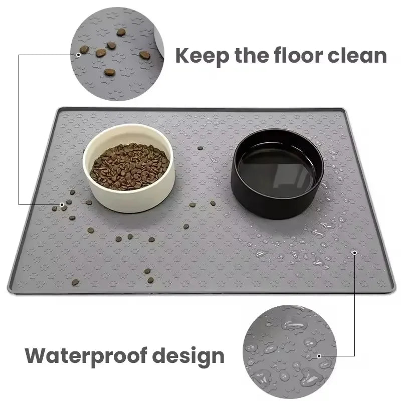 Silicone Waterproof Pet Feeding Mat – Non-Slip Cat & Dog Food Bowl Placemat for Water and Food Spills