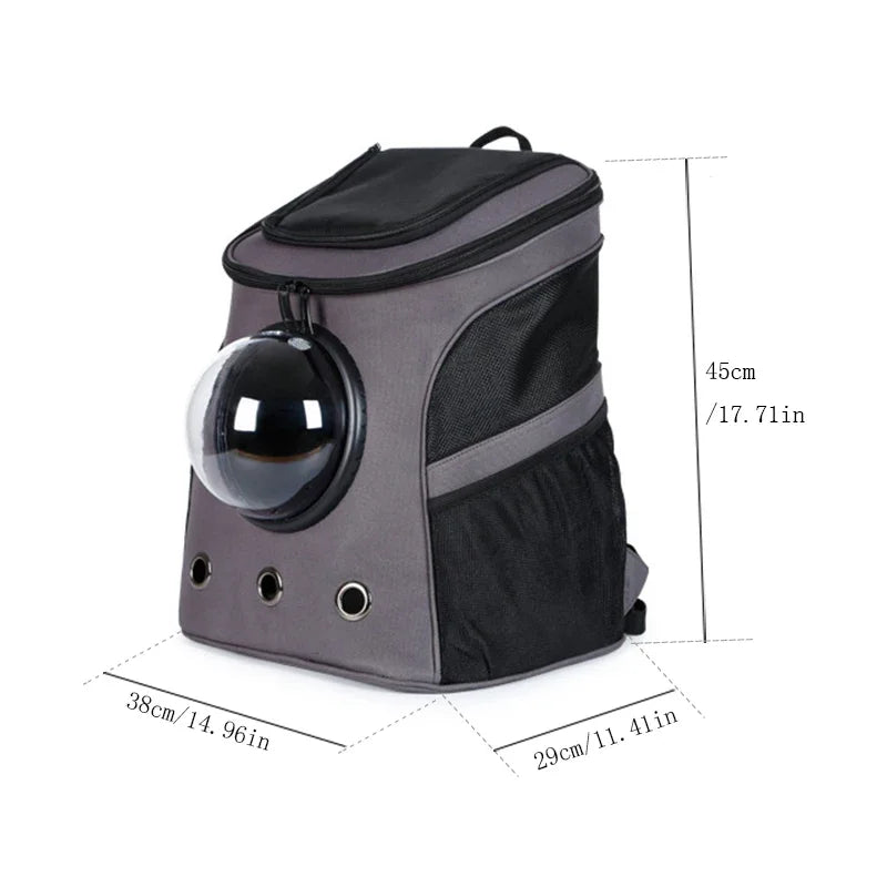 Large Pet Backpack Carrier with Space Capsule Window – Breathable & Portable Travel Bag for Cats and Small Dogs