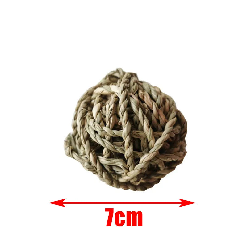 Natural Wooden Small Animal Toy Set – Chew Toys for Guinea Pigs, Rabbits, Hamsters | Dumbbells, Unicycle, Bell, Braided Balls & More