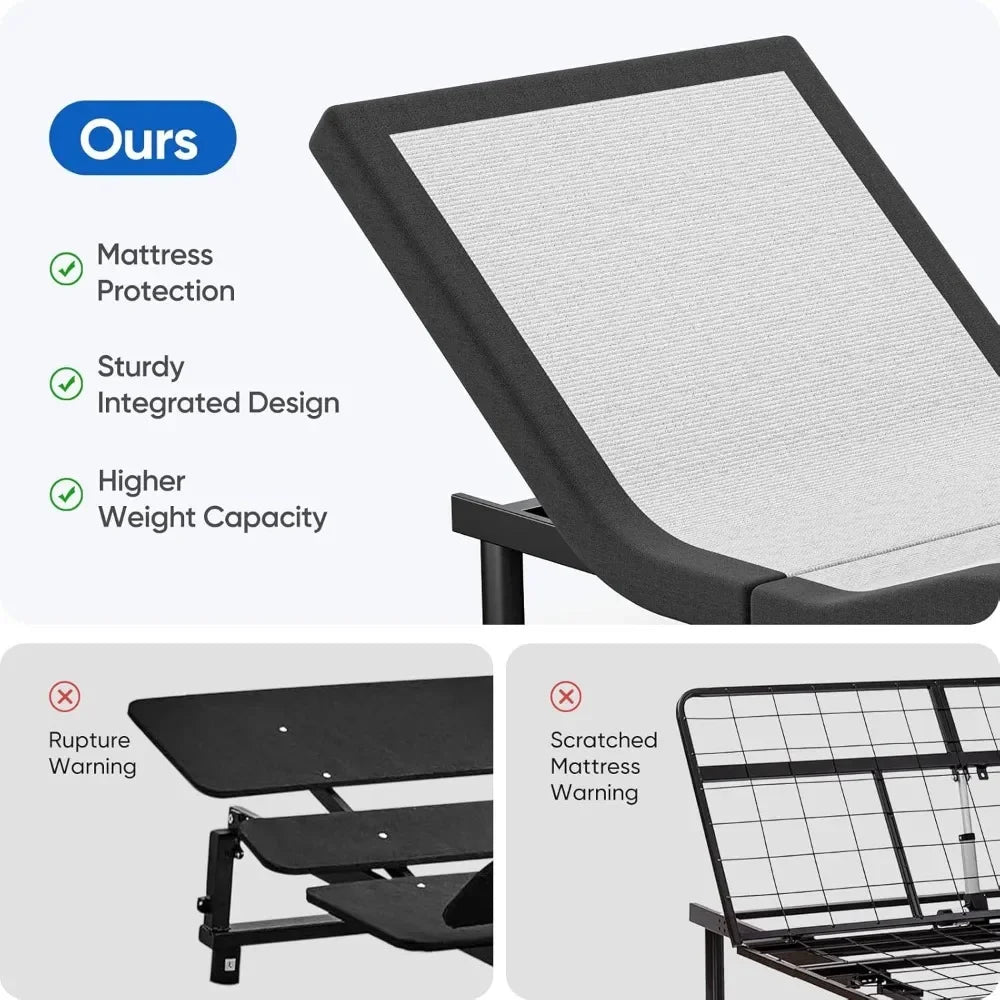 Split King Adjustable Bed Frame with Massage – Electric Base with Adjustable Legs, USB Ports & Wireless Remote