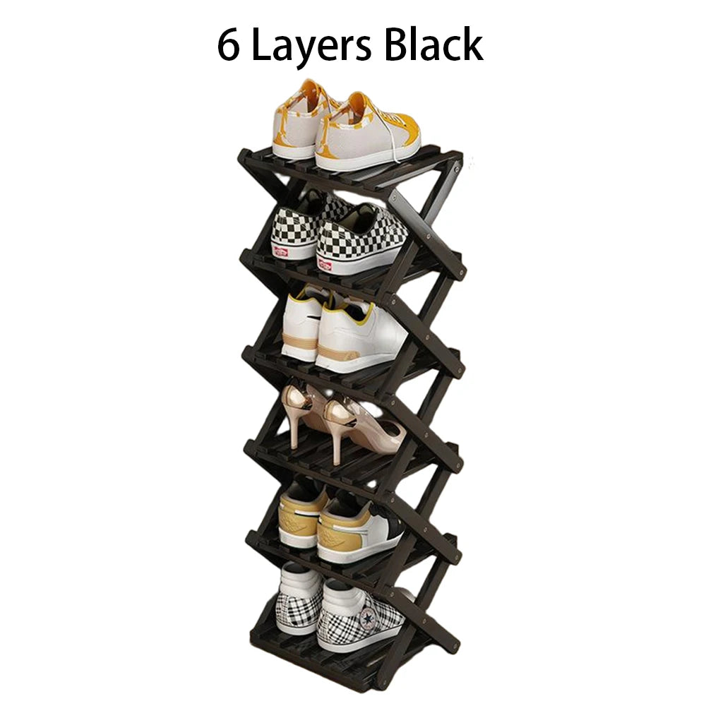 Bamboo Foldable Shoe Rack – Multifunctional Free-Standing Shoe Organizer for Bedroom, Entryway & Corridor