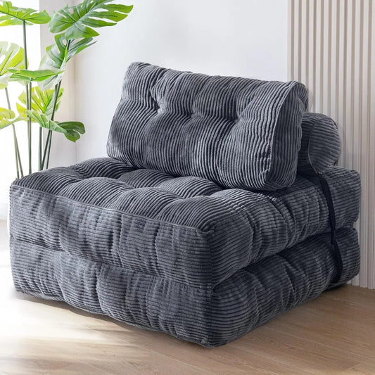 Folding Sofa Bed – Portable Sleeper Chair with Pillow & Mattress, Back Support, Comfy Floor Sofa Lounge