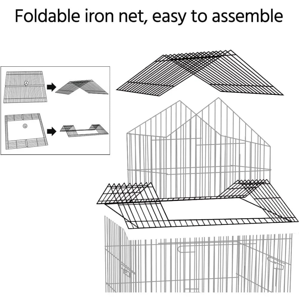 55-Inch Rolling Standing Parrot Cage with Triple Roof – Medium Bird Cage with Detachable Stand for Cockatiels, Conures, Parakeets & Small Parrots