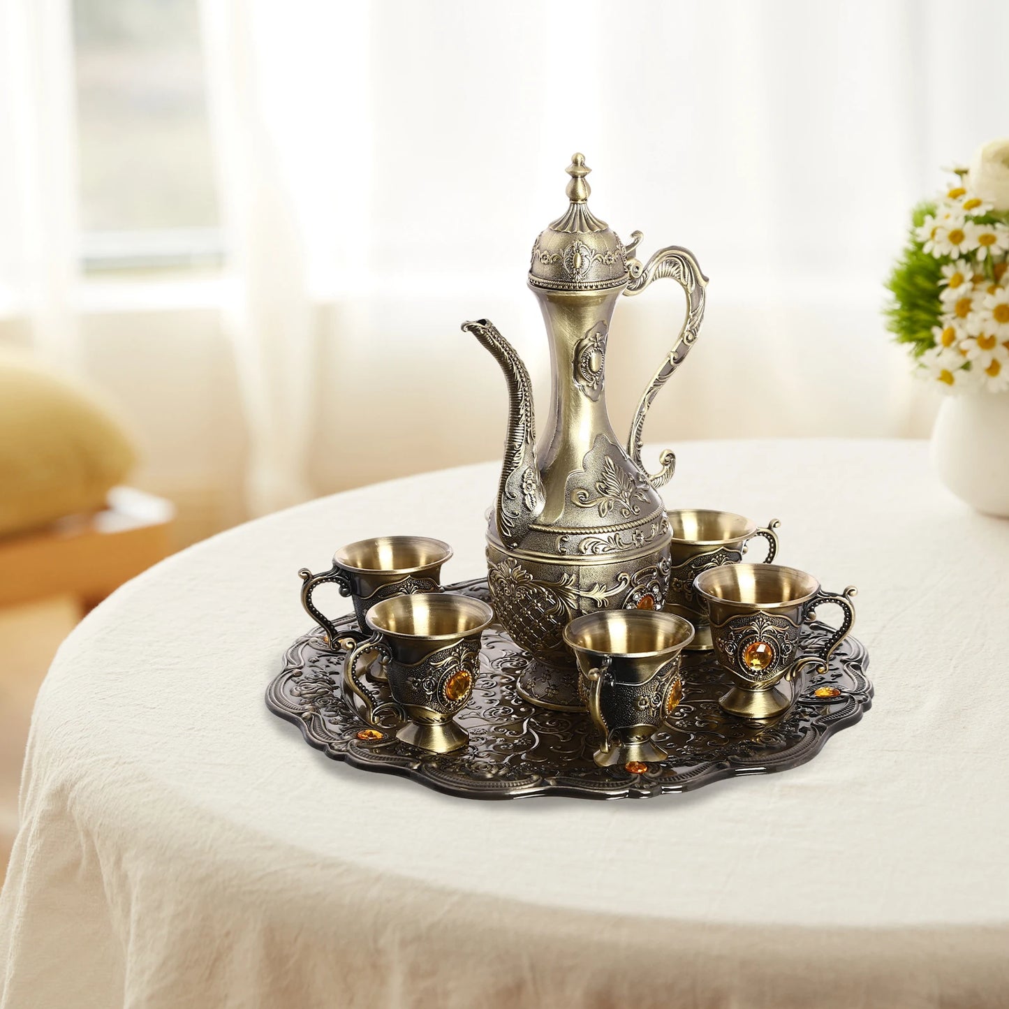 Vintage Tea Service Set – Elegant Tea Pot and Coffee Pot with Matching Cups – Classic Retro Style