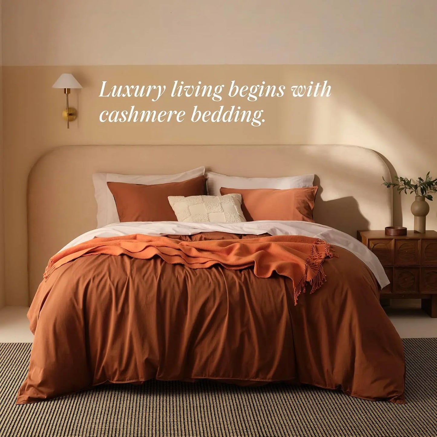 Cashmere Cotton Duvet Cover Set – Luxury Queen Bedding Made from Mongolian Cashmere & Pima Cotton Blend