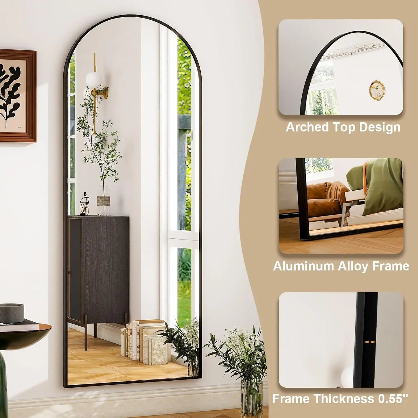 26" x 71" Full Length Mirror - Aluminum Alloy Frame Full Body Mirror