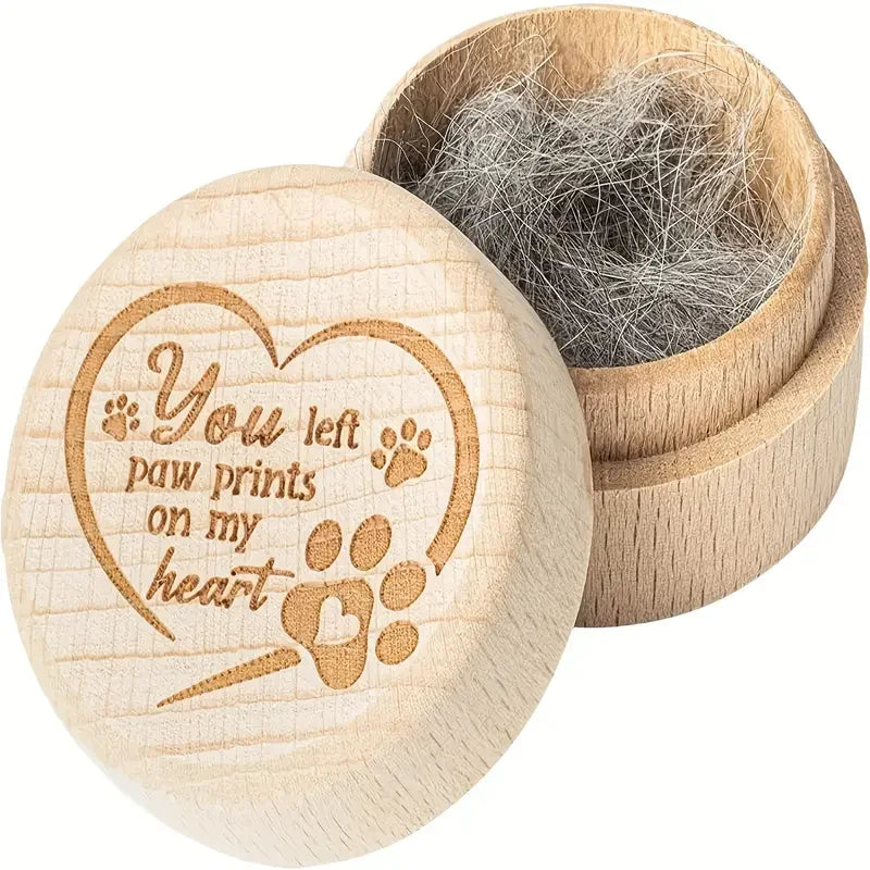 Dog Hair Keepsake Box, a beautifully crafted wooden memorial box designed for lasting keepsakes