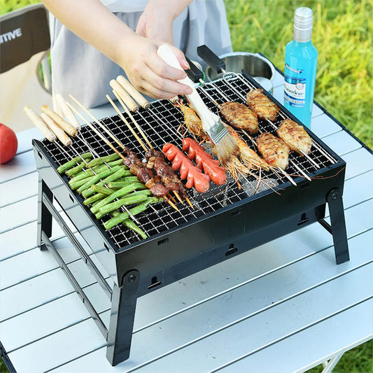 Portable Stainless Steel Charcoal Grill – Mini BBQ Tool Kit for Outdoor Cooking, Camping, Picnic & Beach