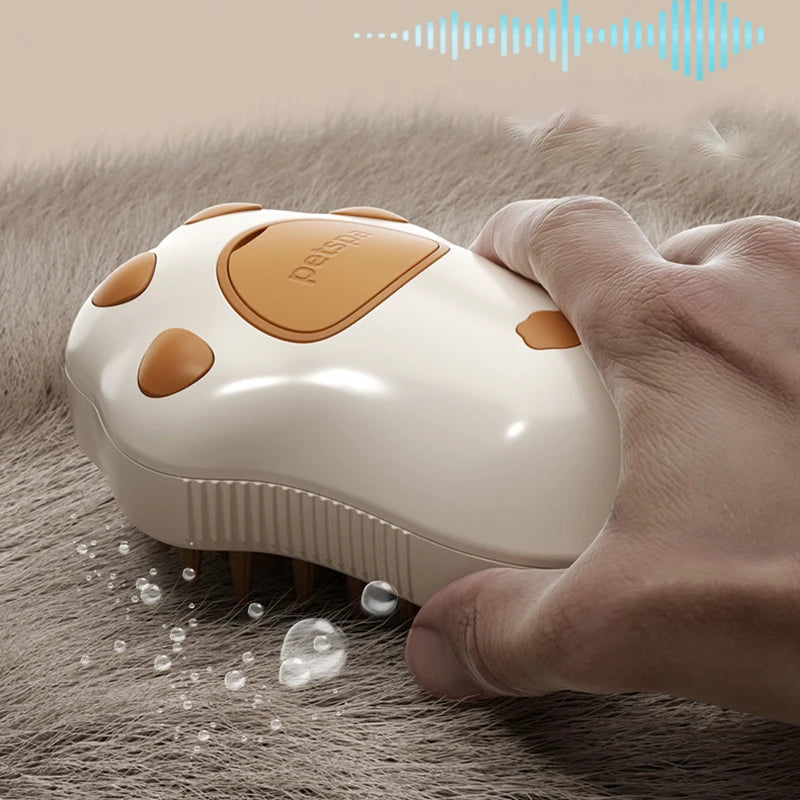3 in 1 Steamy Pet Electric Spray Steam Brush - Groom, Deodorize & Detangle with Ease