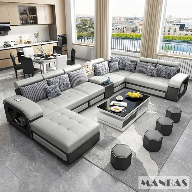 Big U Shape Couch / Sofa with shelves