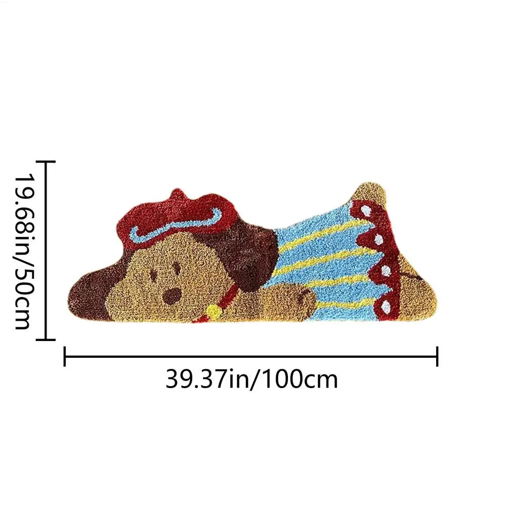 Dog Bathroom Rug – Funny Plush Shower Mat with Cute Dog Pattern, Water Absorbent, Thick & Non-Slip Washable Bath Mat