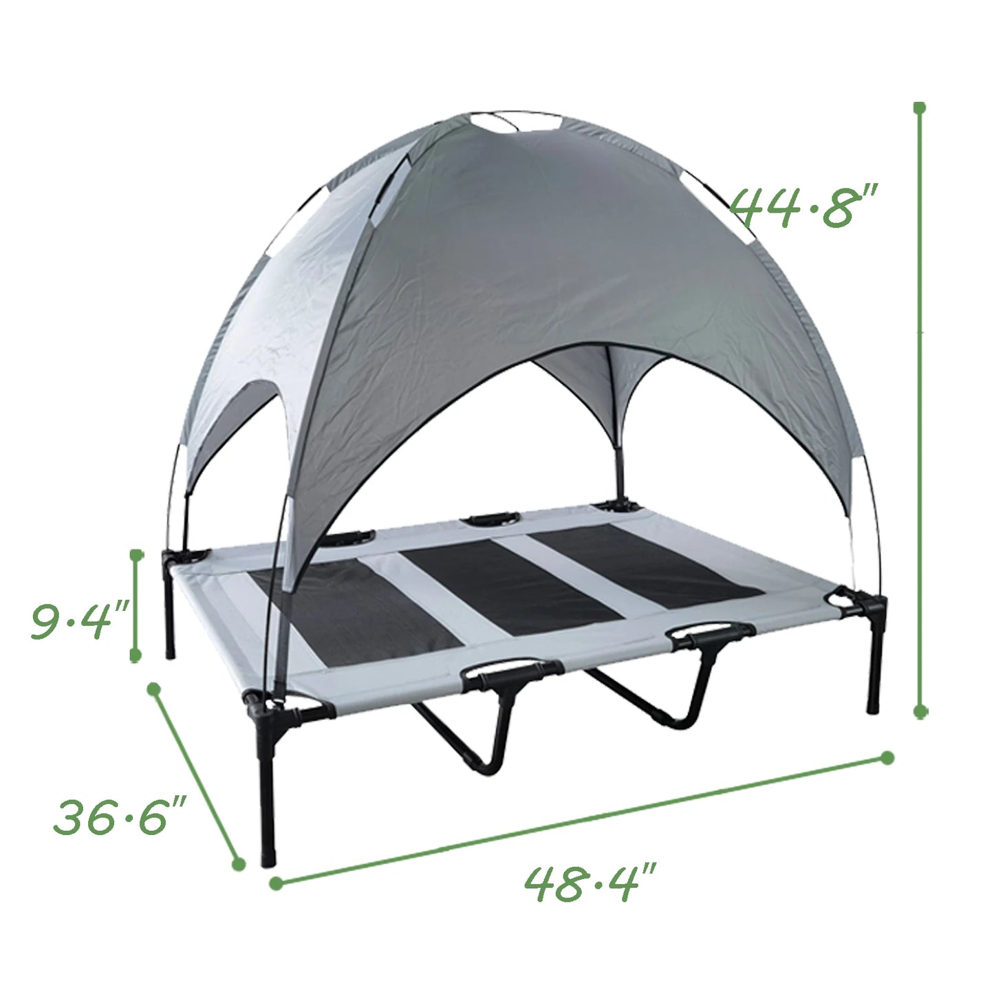 Elevated Dog Bed with Canopy – Large Portable Pet Cot with Anti-Scratch Oxford Fabric, Non-Slip Feet & Sun Shade – Indoor/Outdoor Summer Pet Lounger