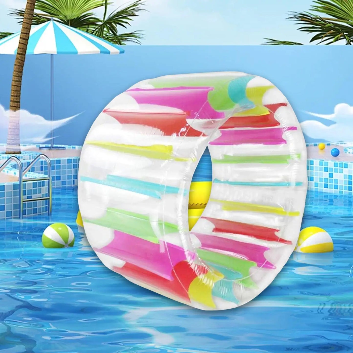 Giant Inflatable Water Roller Wheel – Colorful Outdoor Pool Toy for Kids & Adults, Fun Summer Lawn & Beach Activity