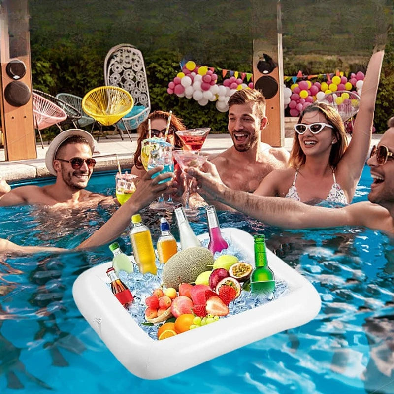 Inflatable Ice Bar Food & Drink Tray – Floating Pool Party Cooler for Snacks, Fruits, Beverages & Ice Storage – Portable Buffet Serving Bucket