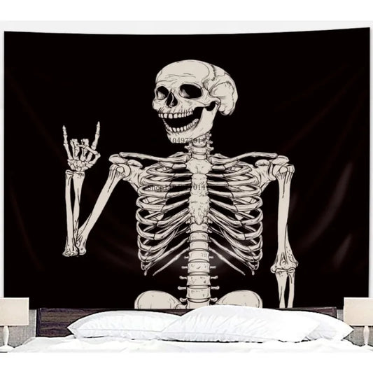 Skull Wall Tapestry – Gothic, Hippie, Horror Décor for Halloween, Bedroom, Living Room, or Dormitory