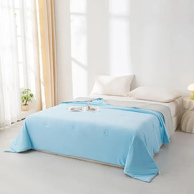 Cooling Comforter Double-Sided Ice Cool Spandex Fabric – Soft, Lightweight Summer Blanket for Hot Sleepers & Night Sweats
