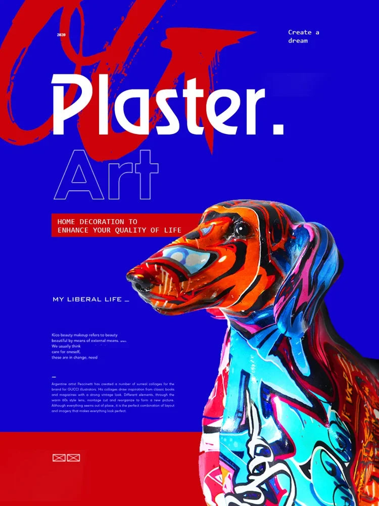Creative  Home Modern Painted Colorful Dachshund Dog Decoration