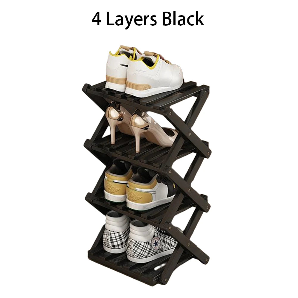 Bamboo Foldable Shoe Rack – Multifunctional Free-Standing Shoe Organizer for Bedroom, Entryway & Corridor