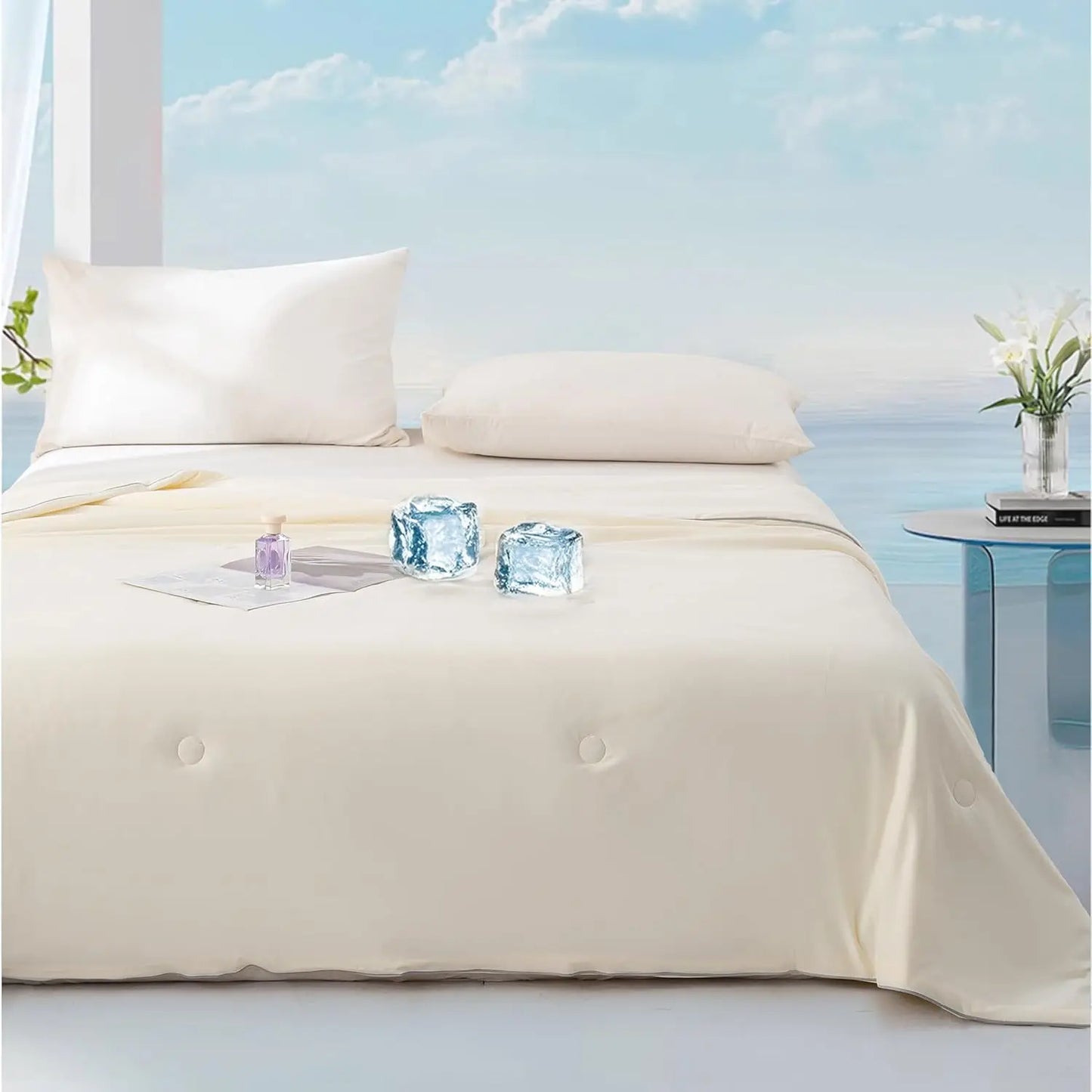 Cooling Comforter Double-Sided Ice Cool Spandex Fabric – Soft, Lightweight Summer Blanket for Hot Sleepers & Night Sweats