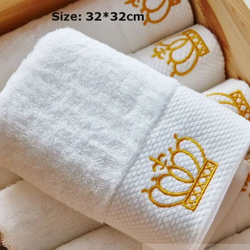 Embroidered Crown White Hotel Bath Towels
