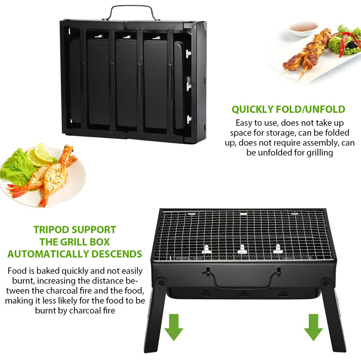 Portable Stainless Steel Charcoal Grill – Mini BBQ Tool Kit for Outdoor Cooking, Camping, Picnic & Beach