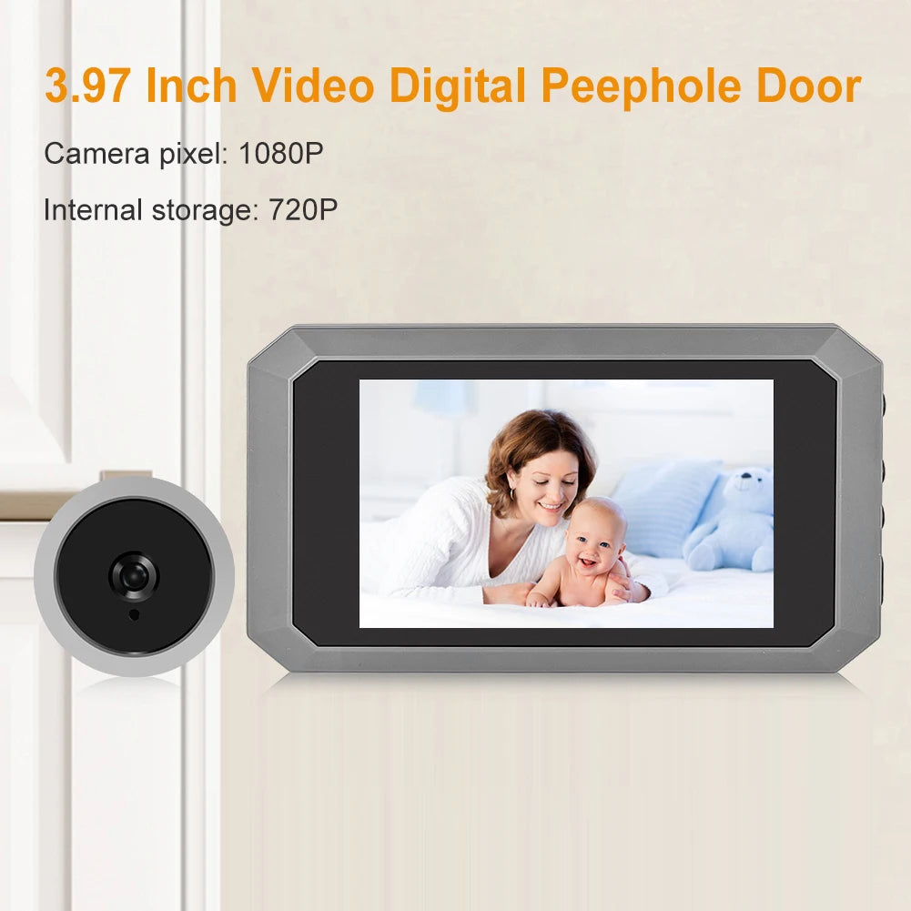 3.97-Inch Digital Door Viewer Peephole Camera – Electronic Magic Eye with Photo & Video Recording, Home Safety Viewfinder for Front Door Security