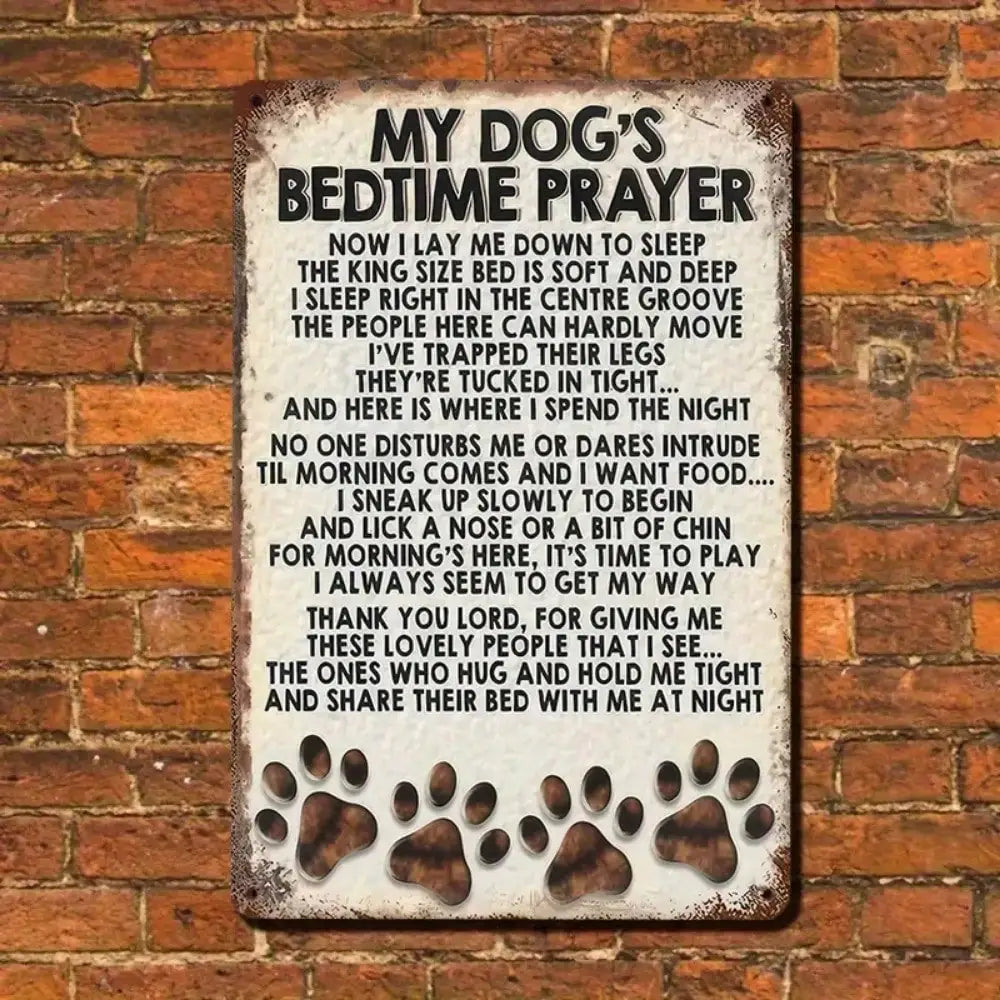 1PC "My Dog's Bedtime Prayer" Pet Tin Sign - Family Life Design For Pet Area & Home Decor, Dog Lover Gift