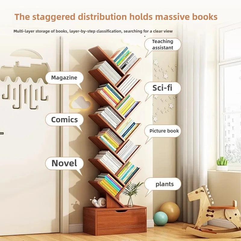 Standing Wooden Storage Rack Bookshelf